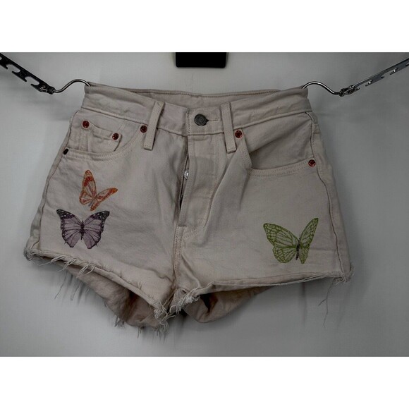 Levi's Women's 501 Cut Off Jean Shorts, Size 24  High Waist Washed Indigo‎ - Picture 1 of 9